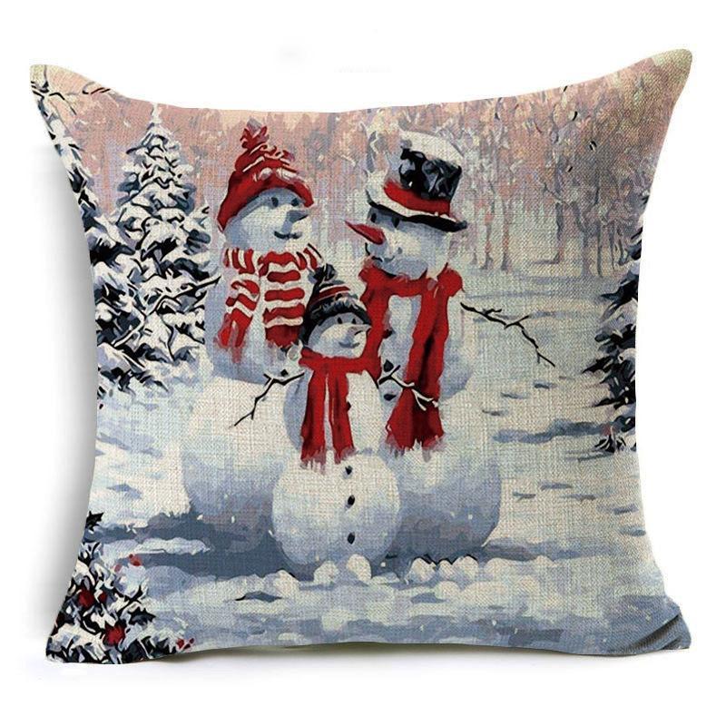 Snow Scene Snowman Pillow Covers-Theone Apparel