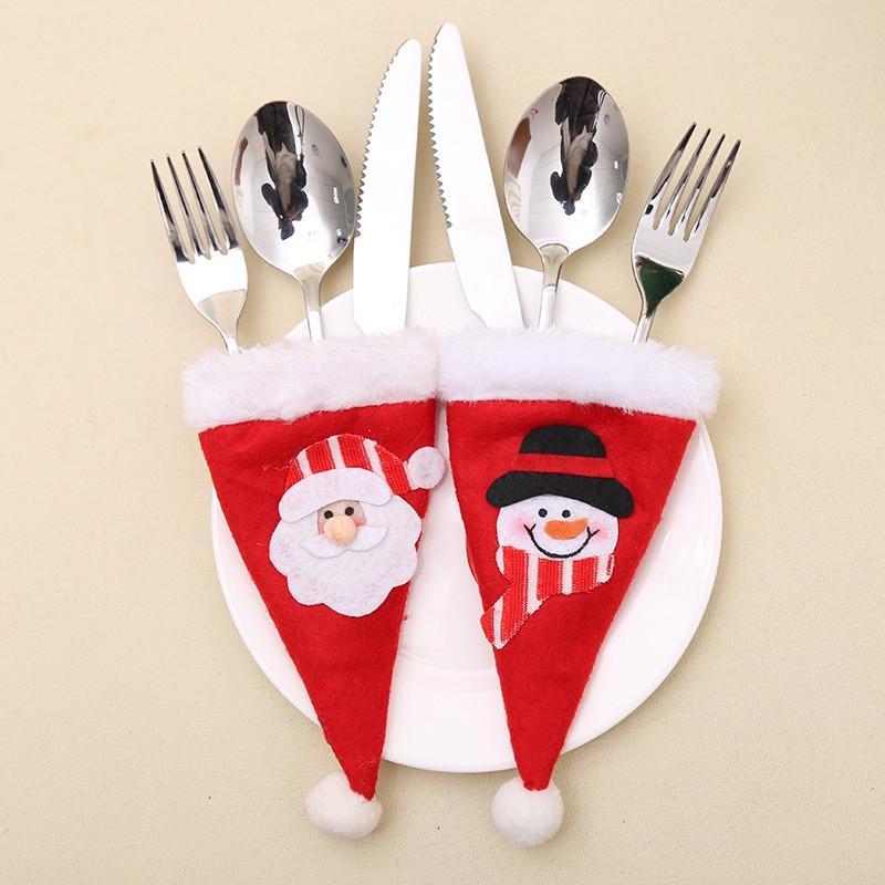 Snowman and Santa Cutlery Bag-Red-Theone Apparel