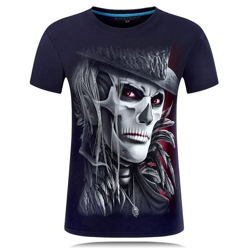 Spooky Skull With Top Hat Shirt-Dark Blue-Theone Apparel