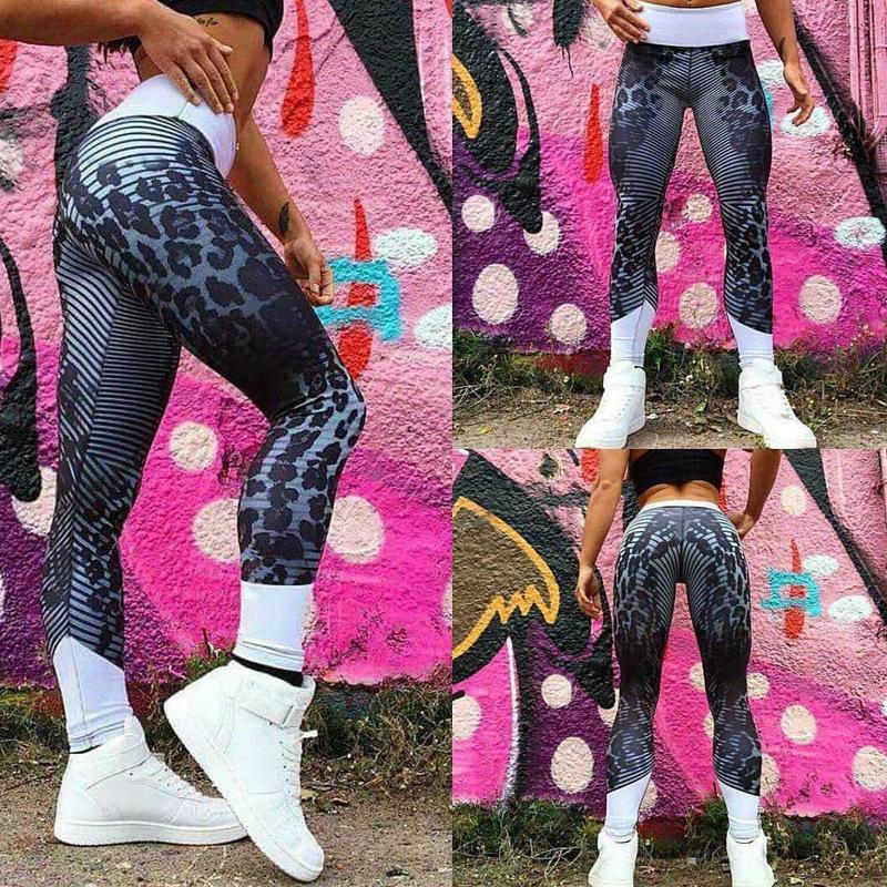 Sporty Cheetah Striped Gym Leggings-Theone Apparel