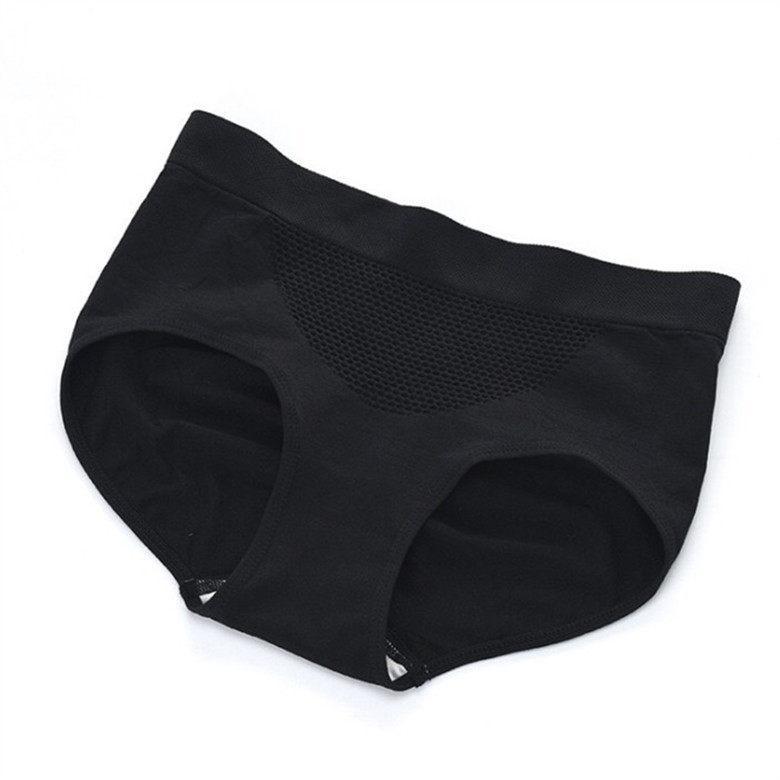Sporty Ventilated Black Brief Panty-Theone Apparel