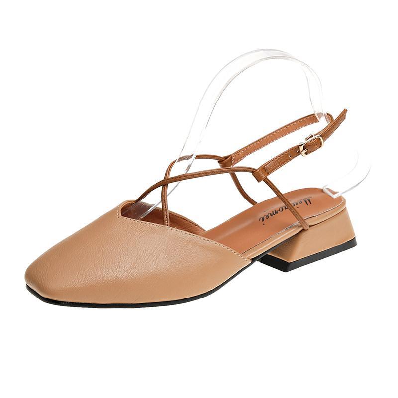 Square Heel Round Toe Sandals-Theone Apparel