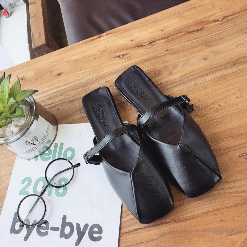 Square Toe Single Strap Sliders-Theone Apparel