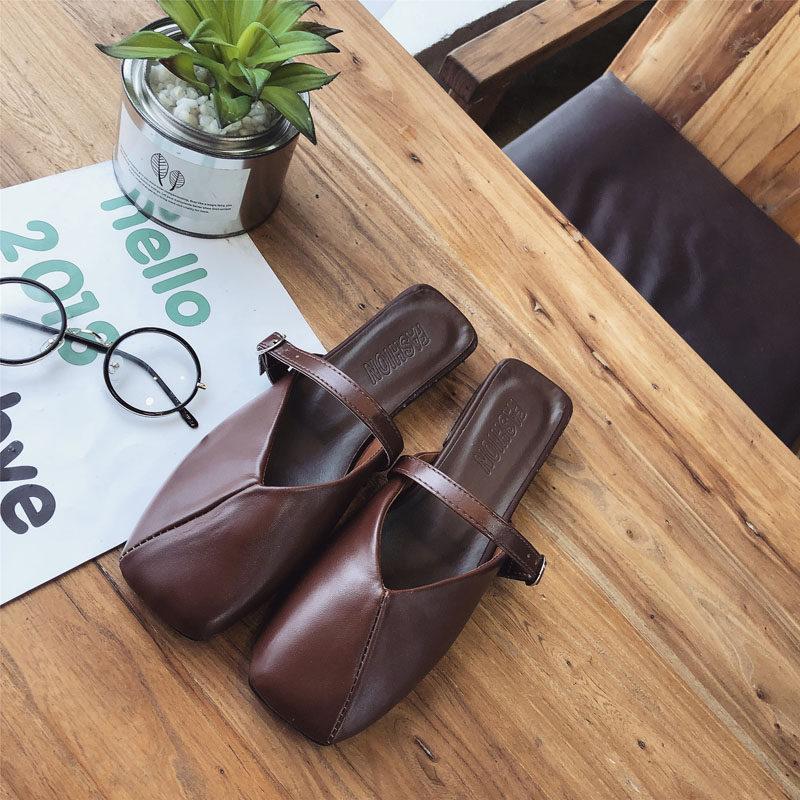 Square Toe Single Strap Sliders-Theone Apparel