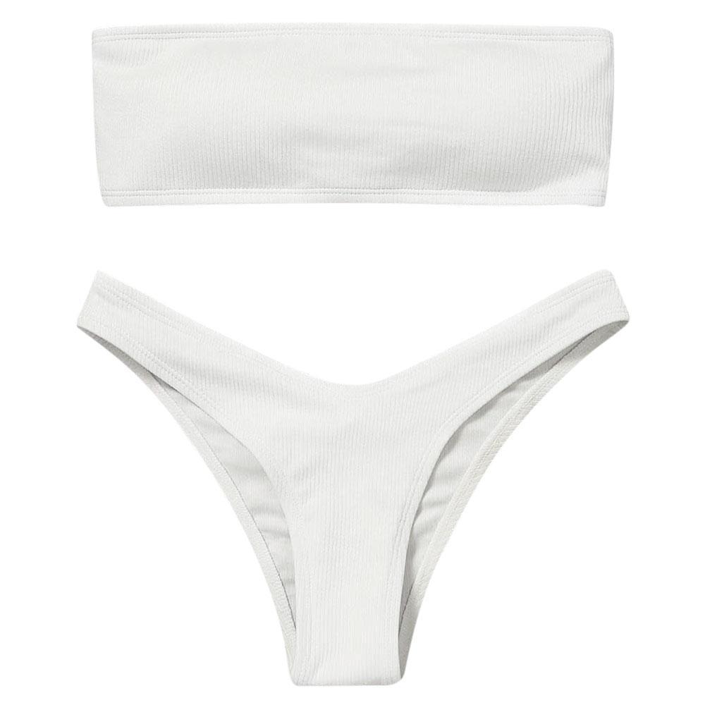 Strapless Solid Color Low Waist Bikini