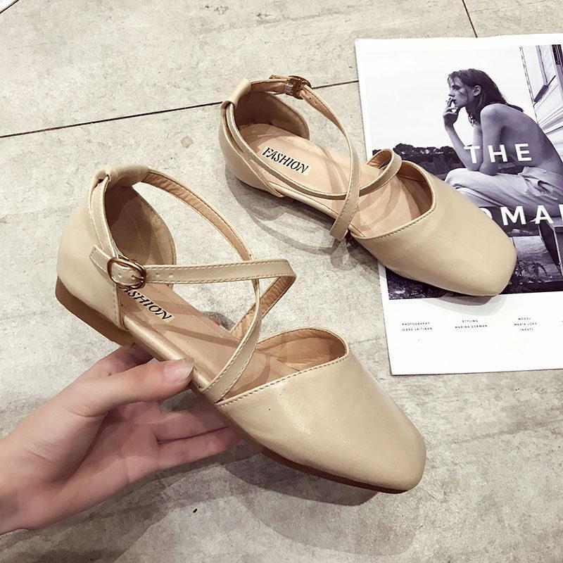 Strappy Maryjane Buckle Flat Sandals-Theone Apparel