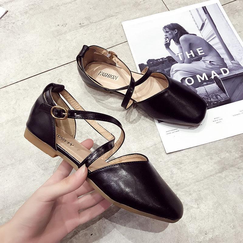 Strappy Maryjane Buckle Flat Sandals-Theone Apparel