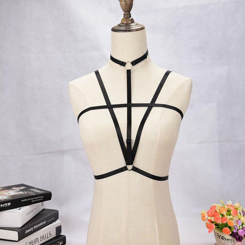 Strappy Open Bust Elastic Cage Bra-Theone Apparel