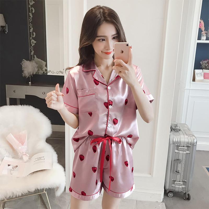 Strawberry Sweetness Silky Sleep Set-Theone Apparel