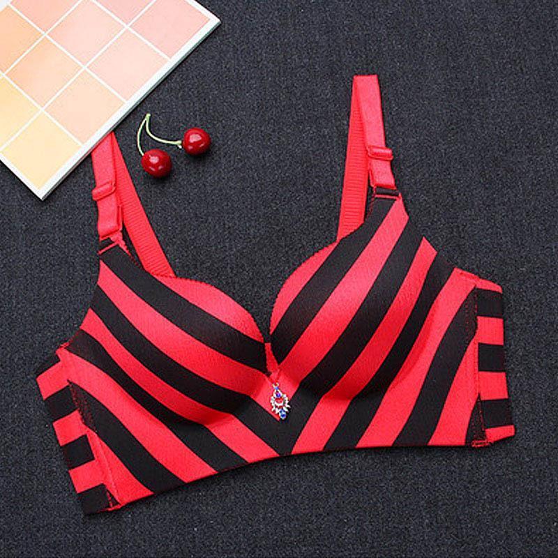 Striped Longline Push Up Bra-Theone Apparel