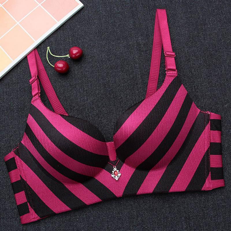Striped Longline Push Up Bra-Theone Apparel