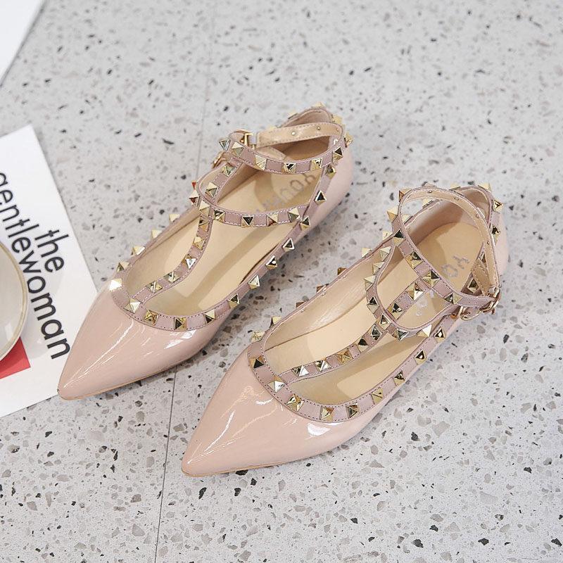 Studded Cage Ankle Fashion Flats-Theone Apparel