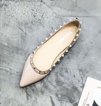 Studded Point Toe Ballet Flats-Theone Apparel