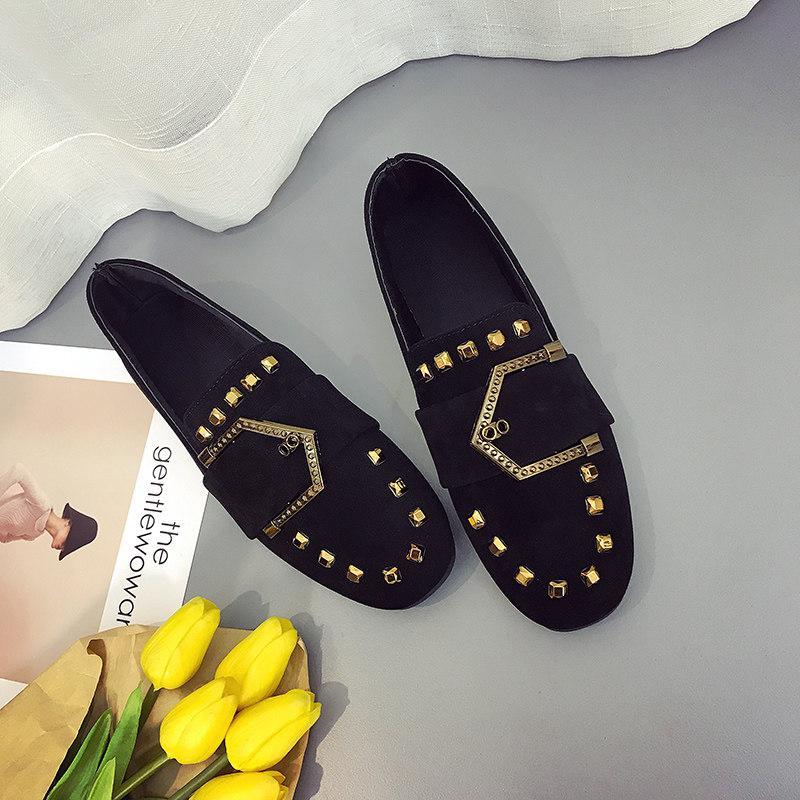 Studded Up Buckle Front Loafers-Theone Apparel
