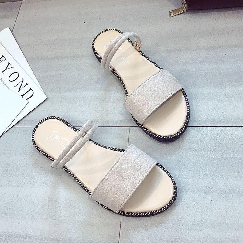 Suede Band Slide On Sandals-Theone Apparel
