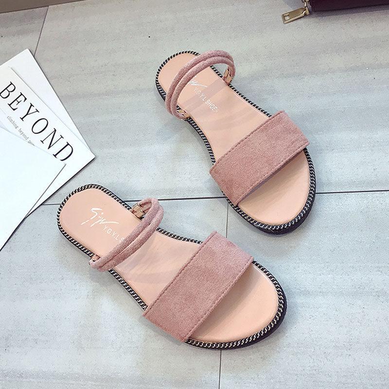 Suede Band Slide On Sandals-Theone Apparel