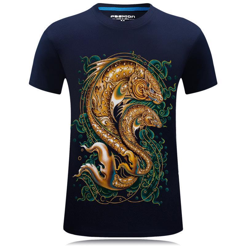Symbolic Coy Fish Front Design Shirt-Dark Blue-Theone Apparel