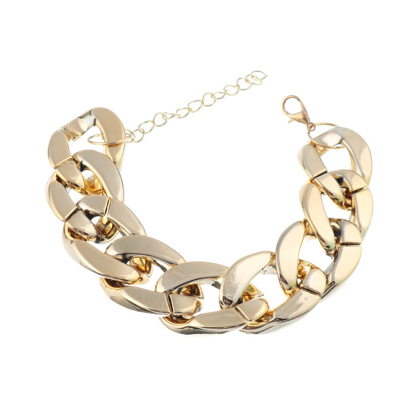 Thick Chain Link Metal Bracelet-Gold-Theone Apparel