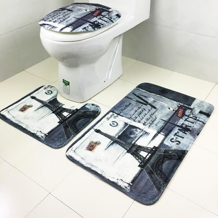 Three Piece Bathroom Carpet Set-France (3)-Theone Apparel