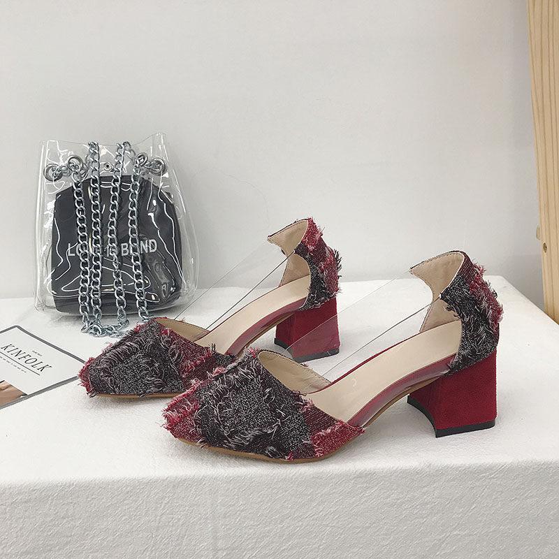 Transparent Fringe Trim Platform Heels-Theone Apparel