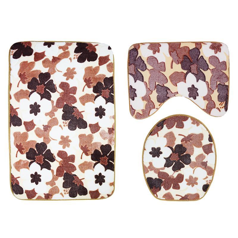 Trendy Throwback Print Bath Mat Set-Theone Apparel