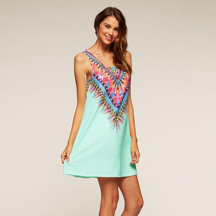 Tribal Print White Teepee Dress-Theone Apparel