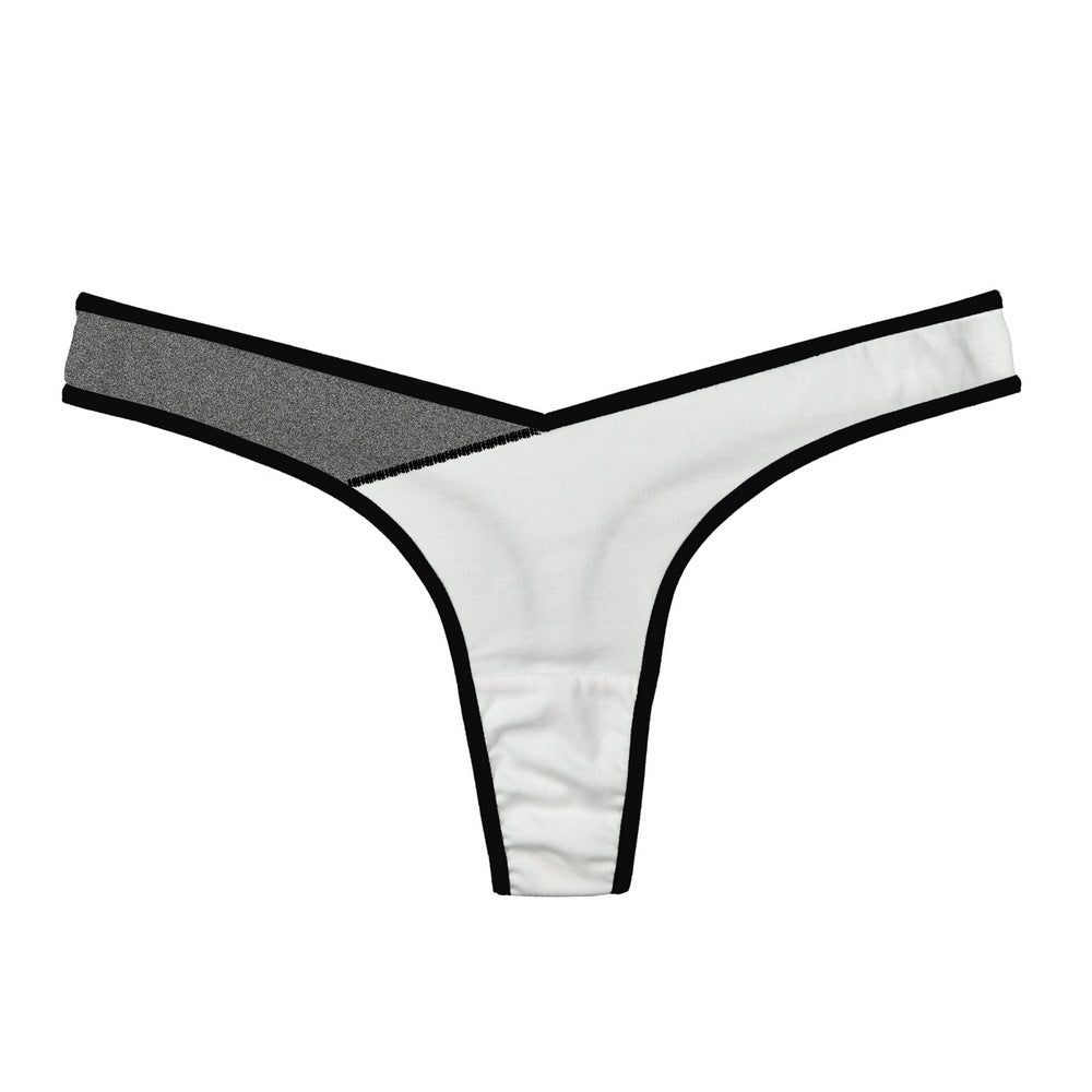 Trimmed Crisscross Thong Panty-Gray/White-Theone Apparel