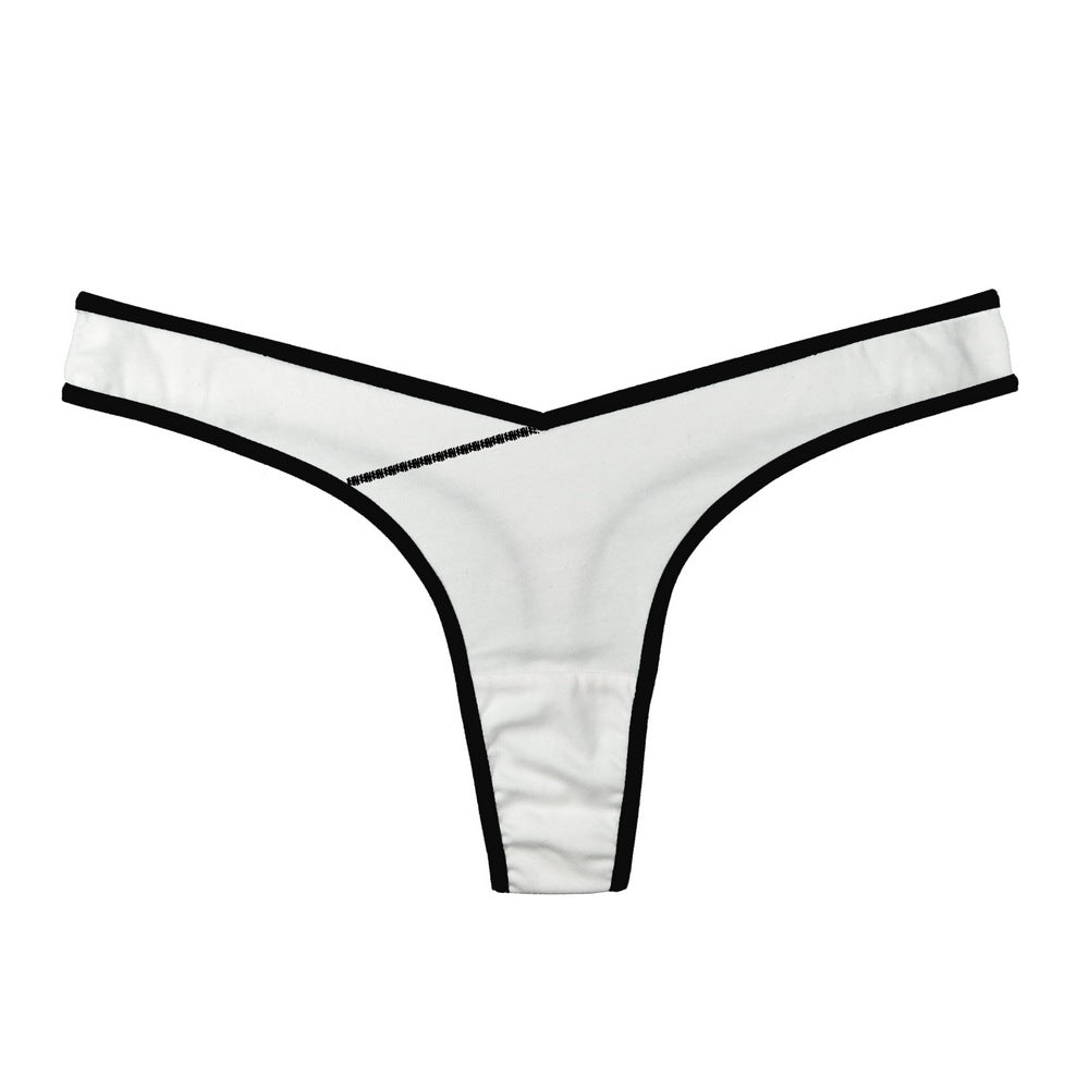 Trimmed Crisscross Thong Panty-White-Theone Apparel