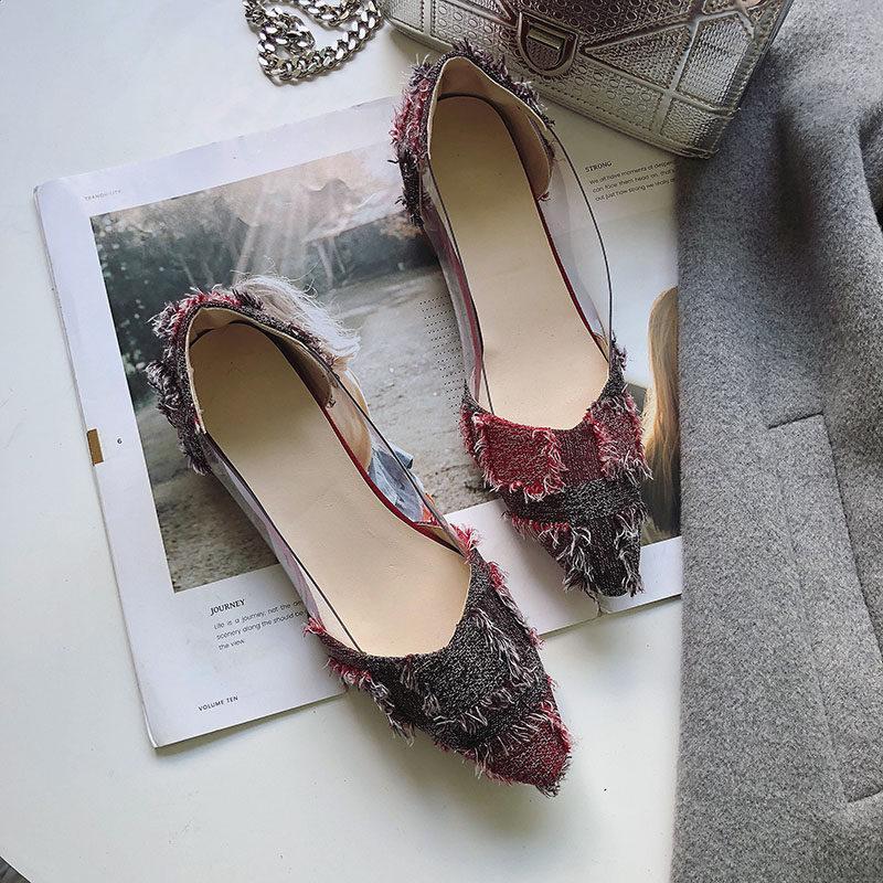 Tweed Fringe Point Toe Flats-Theone Apparel