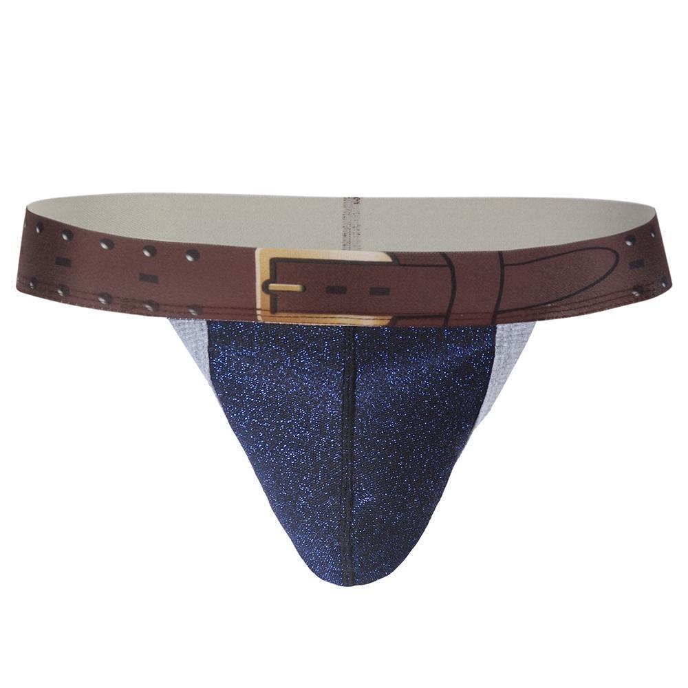 U Convex Faux Belt Waist Trunk-Blue-Theone Apparel