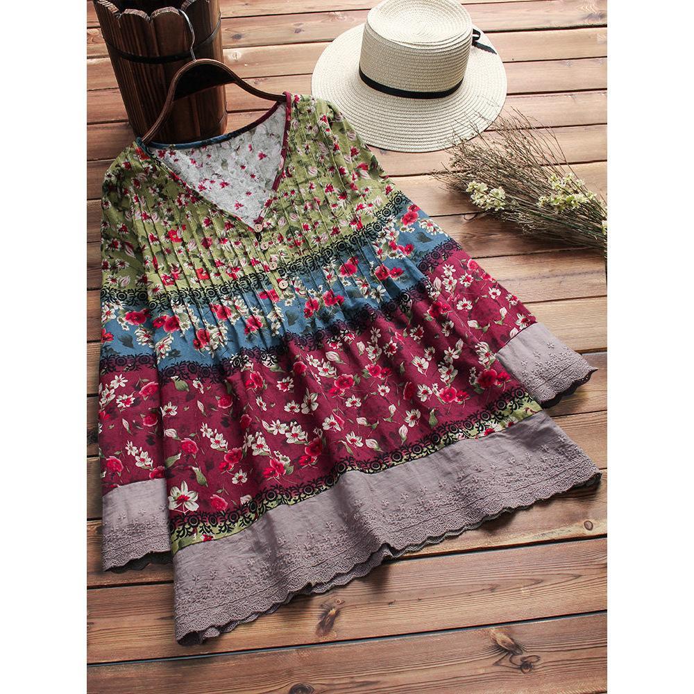 Vintage Boho Prints Smock Top