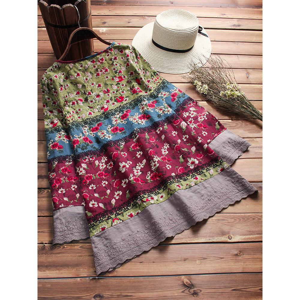 Vintage Boho Prints Smock Top