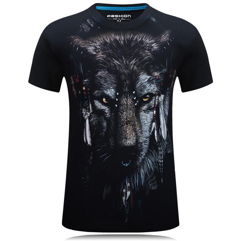 Wolf With Headdress Black Graphic Tee-Black-Theone Apparel