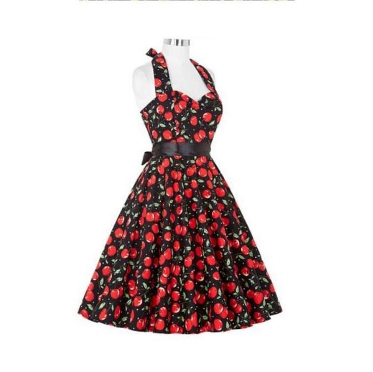 Yummy Print Retro Halter Dress-Theone Apparel